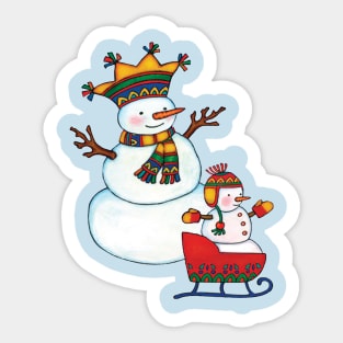 Snowman and Snowchild Sticker